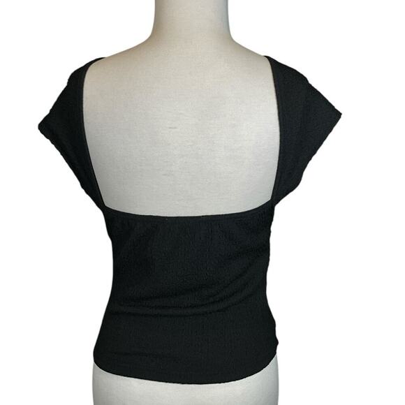 ASTR The Label Size Small Black Fitted Square Low Back Rushed Sides NWT - Picture 2 of 10